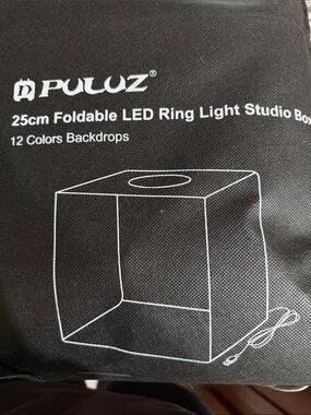 Ulu 25cm Foldable LED Ring Light Studio Box - Black